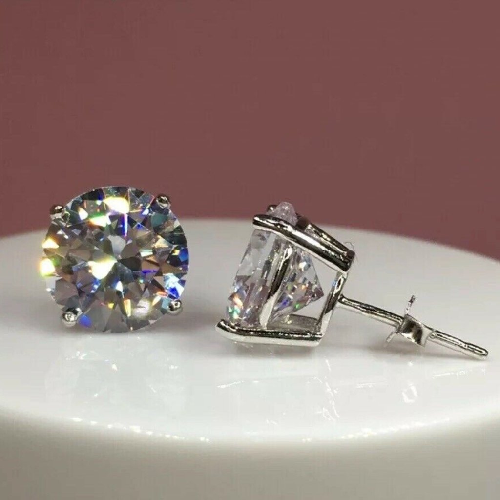 4 Ct Vvs Diamond Stud Earrings 14k New